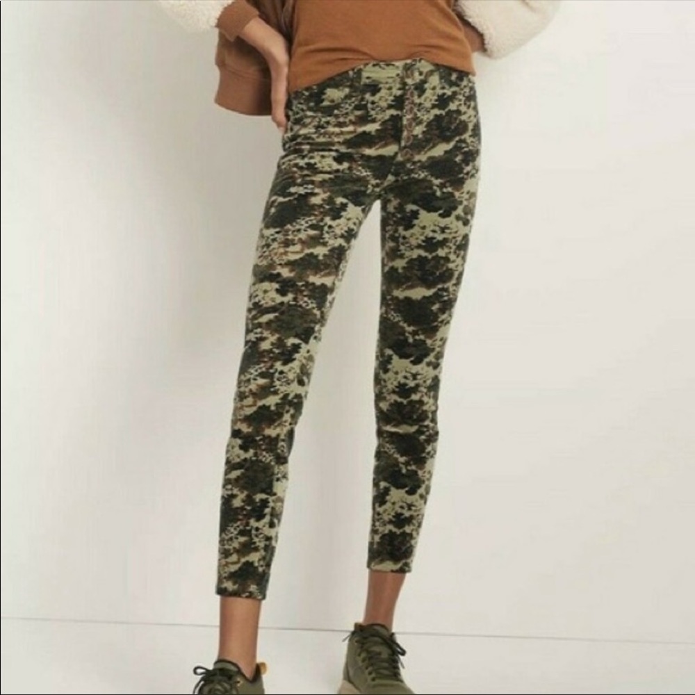 Anthropologie Pilcro High Rise Skinny Camo Button Fly Corduroy Pants